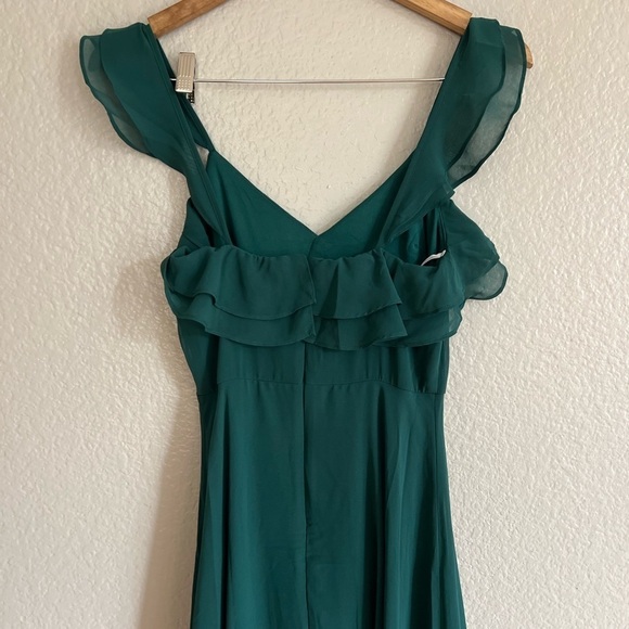 Adoring Glances Emerald Green Ruffled Maxi Dress - Picture 5 of 7
